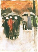 Scheveningen Women and Other People Under Umbrellas